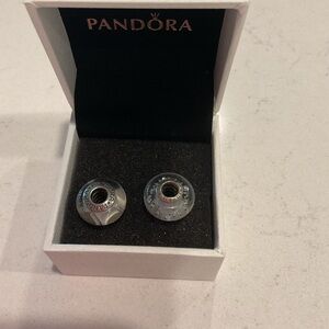 Pandora set of two different White Glass Charms